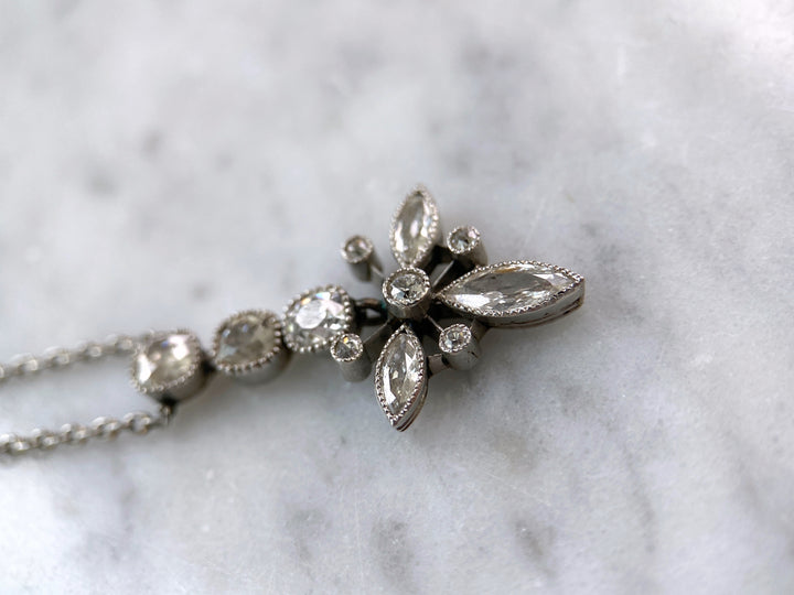 Platinum necklace with diamonds totaling approximately 1.20 ct: "Floral Winter Glow"