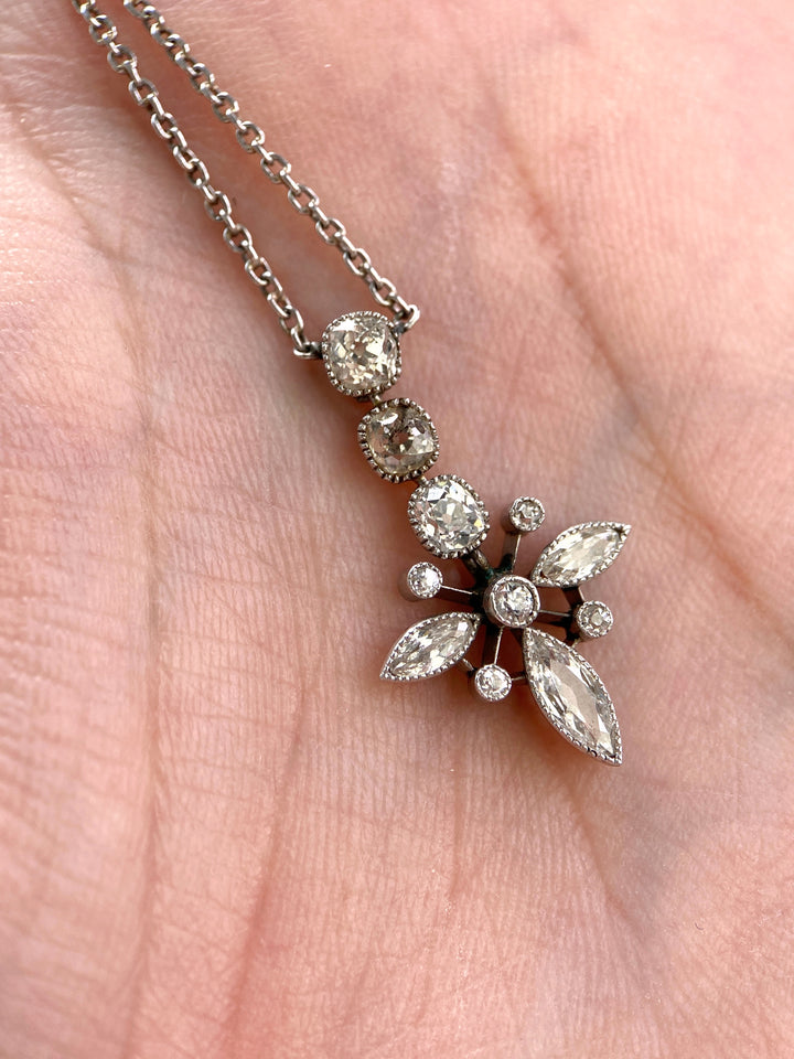 Platinum necklace with diamonds totaling approximately 1.20 ct: "Floral Winter Glow"