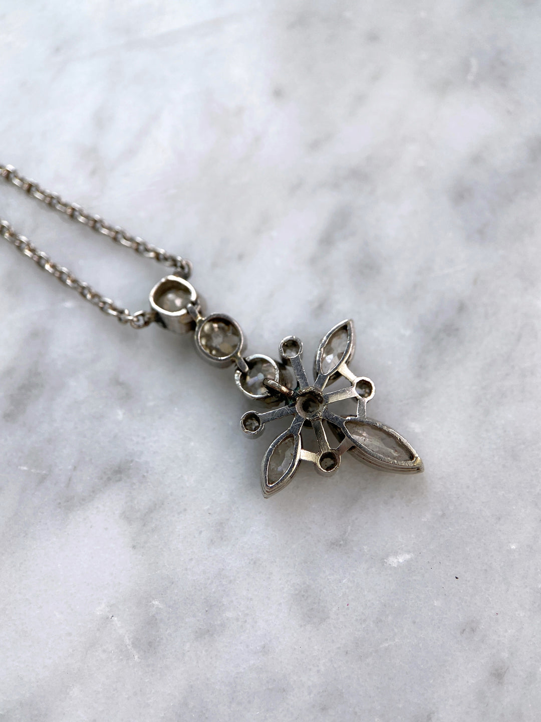 Platinum necklace with diamonds totaling approximately 1.20 ct: "Floral Winter Glow"