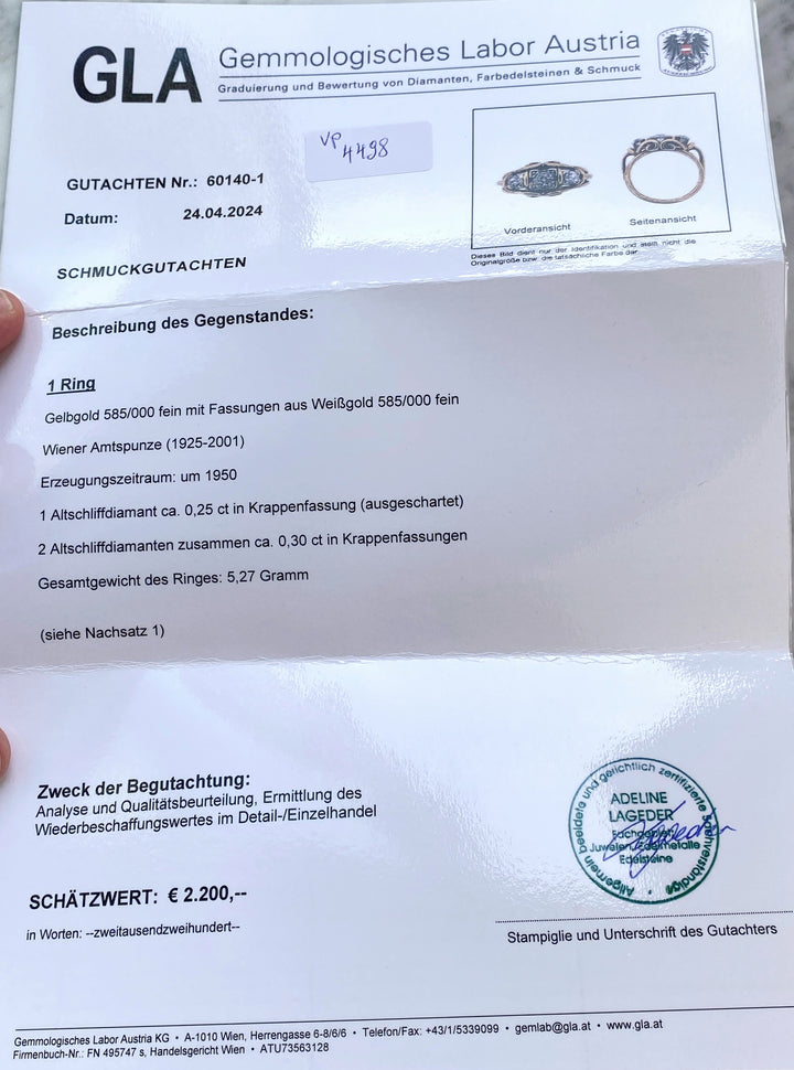 Vintage Diamantring aus Gelbgold: "Funkelnde Altschliffe"