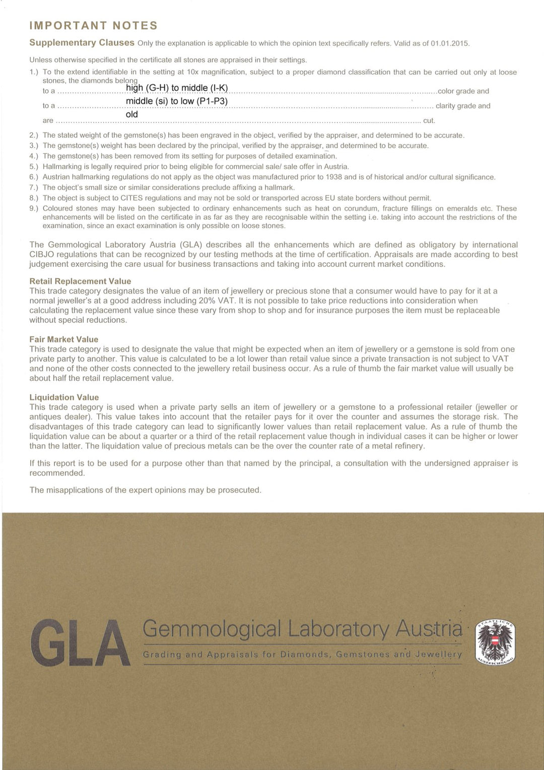 Echtheitszertifikat und GLA‑Gutachten für antiken Gelbgold‑Ring mit Saphiren und Diamanten, offizieller Nachweis der Qualität