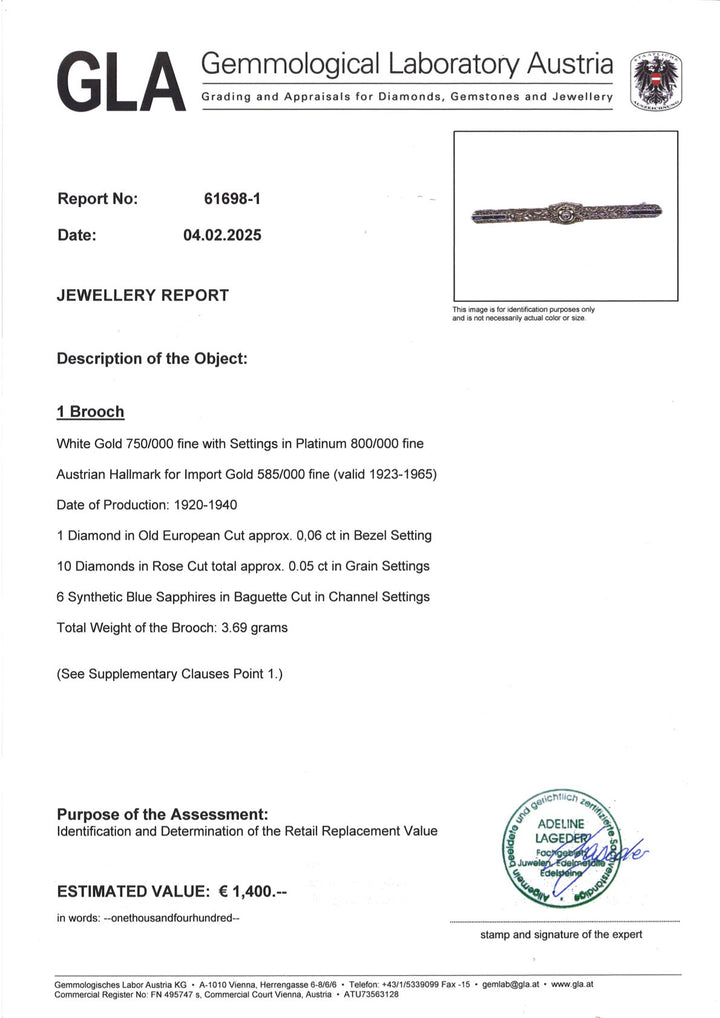 Elegante Weißgoldene Brosche: "Elegantes Understatement"