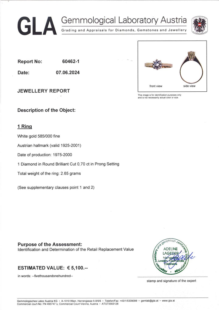 0,7 ct Diamantring in Weißgold: "Glanzvolle Moderne"
