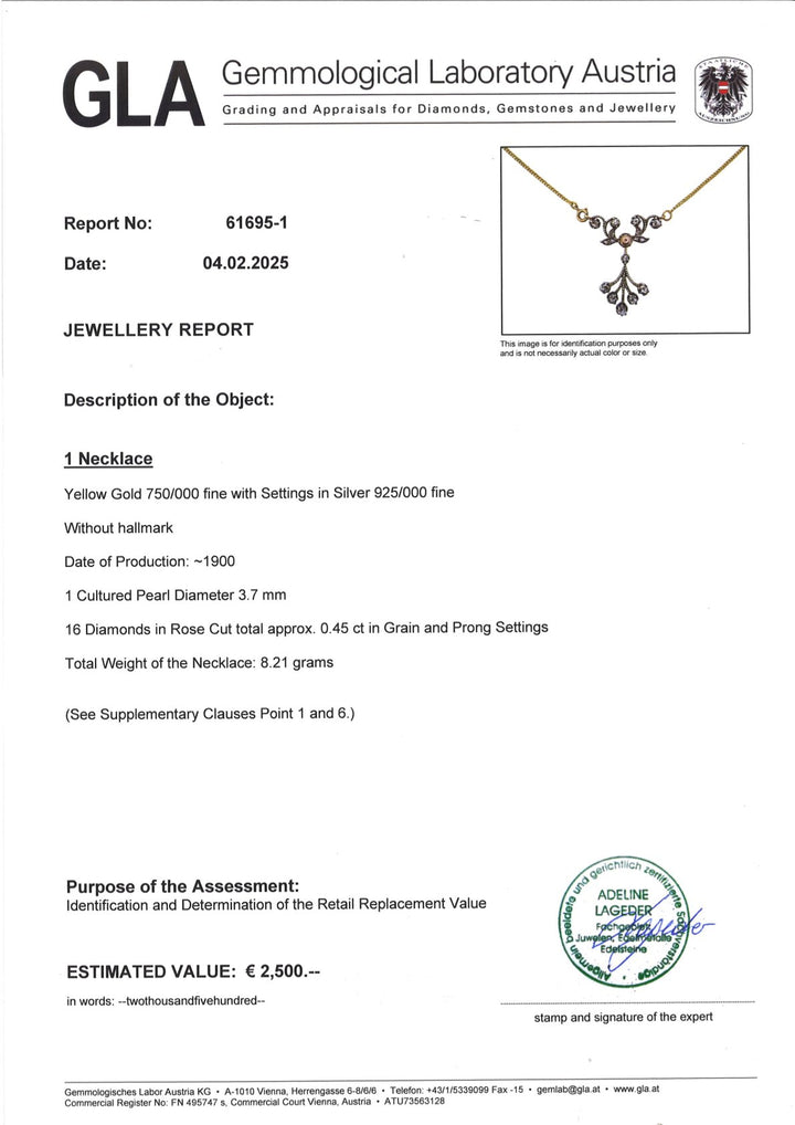 Antike Goldkette mit Perle & Rosendiamanten: "Sarahs Wirrwarr"