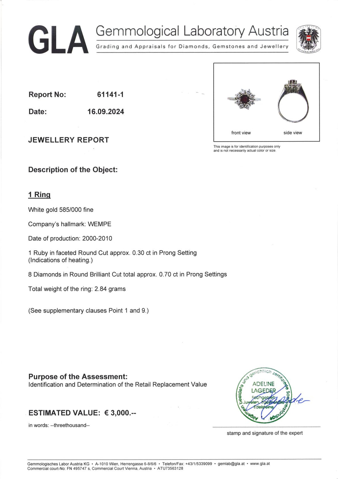 Wunderbarer Ring aus Weißgold mit Rubin & Diamanten: "Feuersturm"
