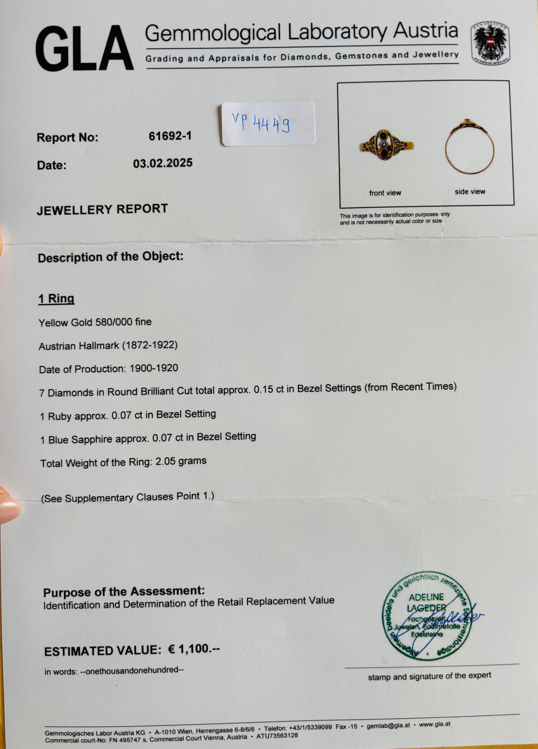 Früher Ring Diamant Rubin & Saphir: "Frankreichs Ganzer Stolz"