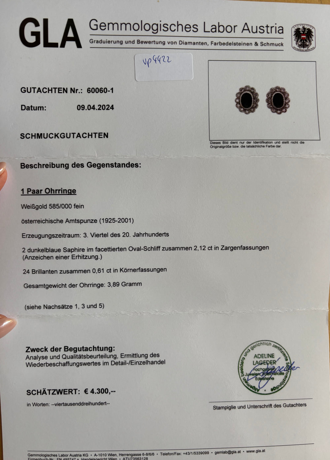 Ohrrringe mit Saphiren (je 1 ct) & Diamanten Ohrringe: "Königlicher Zauber"