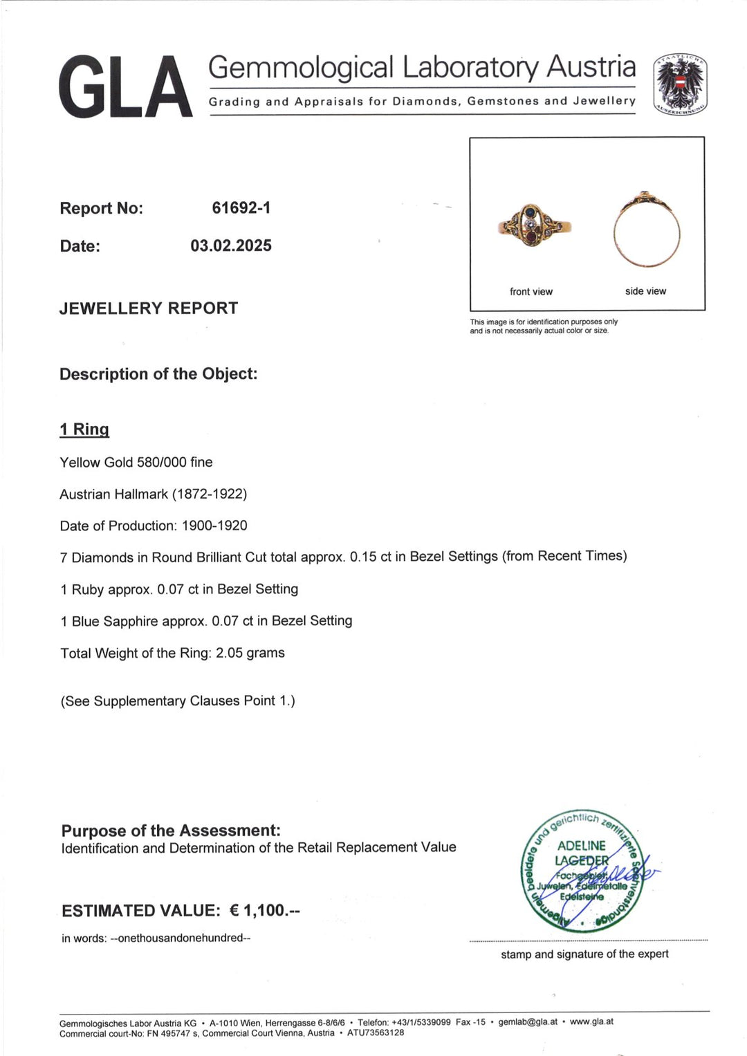 Former Diamond Ruby & Sapphire Ring: "France's Pride"