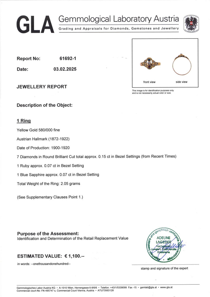 Former Diamond Ruby & Sapphire Ring: "France's Pride"