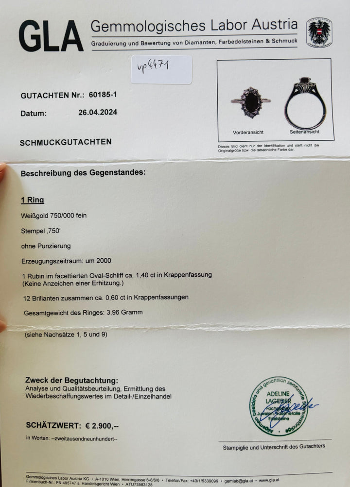 1,4 ct Rubin & Diamanten Ring: "Ovale Allmacht"