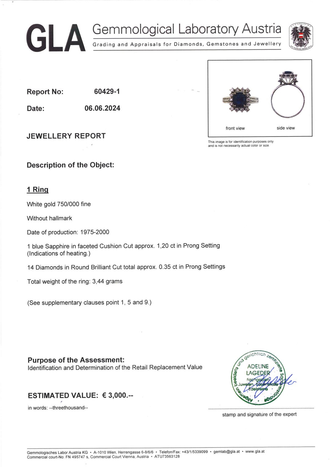 Zeitloser Ring mit 1,2 ct Saphir & Diamantenglanz: "Kubischer Cosmos"