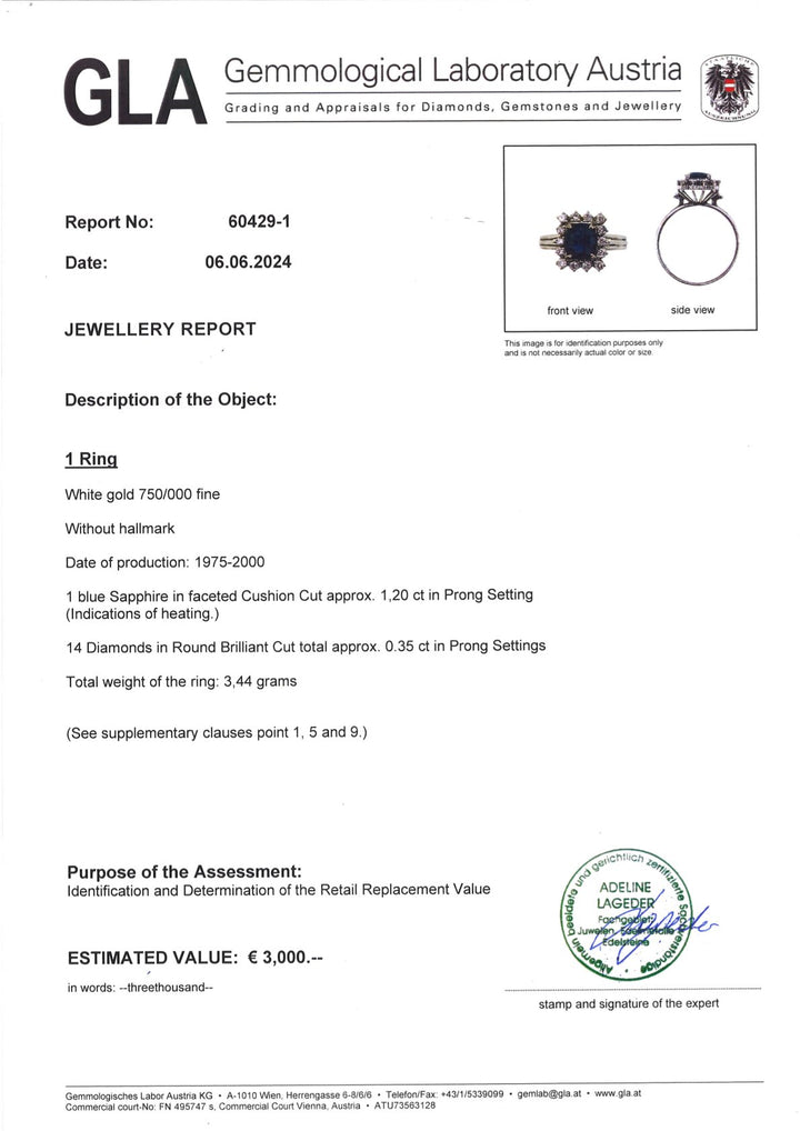 Zeitloser Ring mit 1,2 ct Saphir & Diamantenglanz: "Kubischer Cosmos"