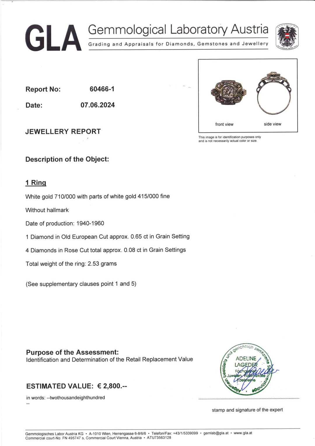 Weißgoldring 0,65 ct Diamanten in Kornfassung: "Im klarsten Licht"