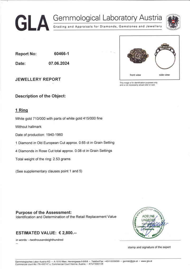 Weißgoldring 0,65 ct Diamanten in Kornfassung: "Im klarsten Licht"