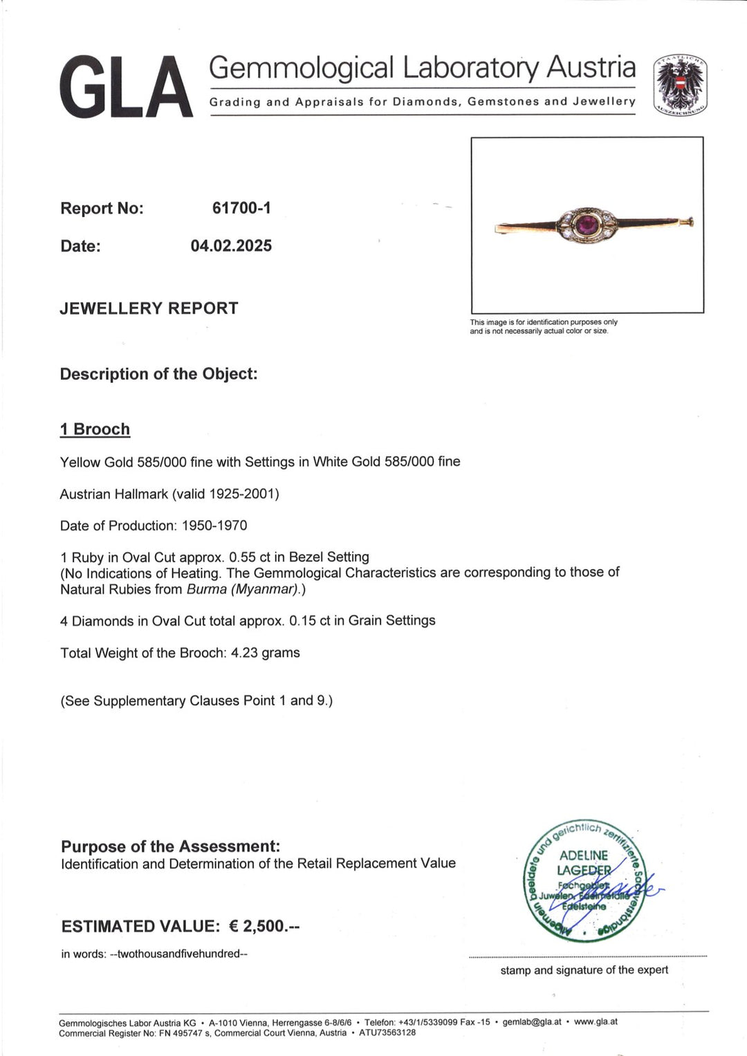 Yellow gold brooch with BURMA ruby & diamonds: "Adventures in Burma"