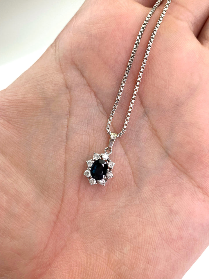 1 ct sapphire & diamond pendant with chain: "Vienna Jewelry Art"