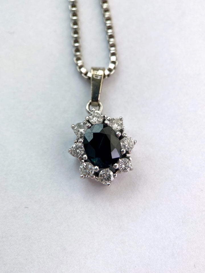 1 ct sapphire & diamond pendant with chain: "Vienna Jewelry Art"