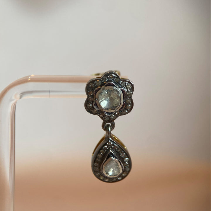 Silver earrings with rose-cut and brilliant-cut diamonds (2000–2010)