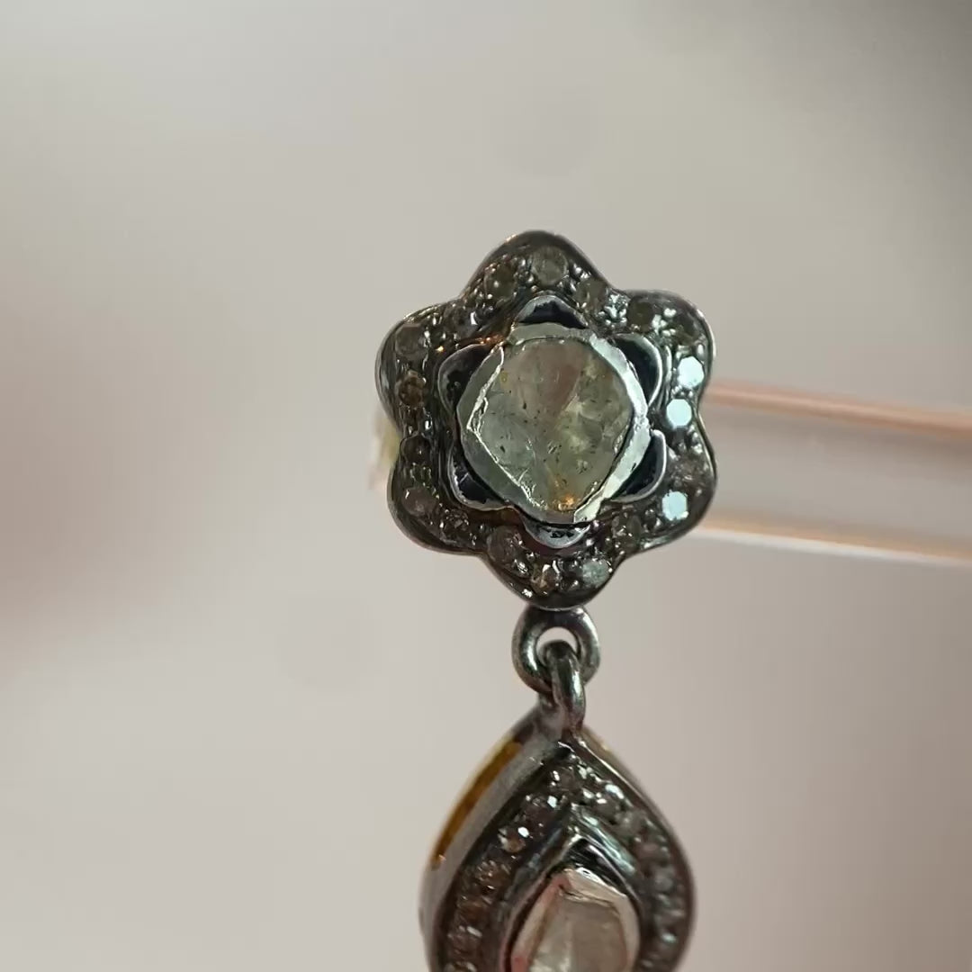 Silver earrings with rose-cut and brilliant-cut diamonds (2000–2010)