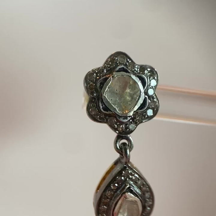 Silver earrings with rose-cut and brilliant-cut diamonds (2000–2010)