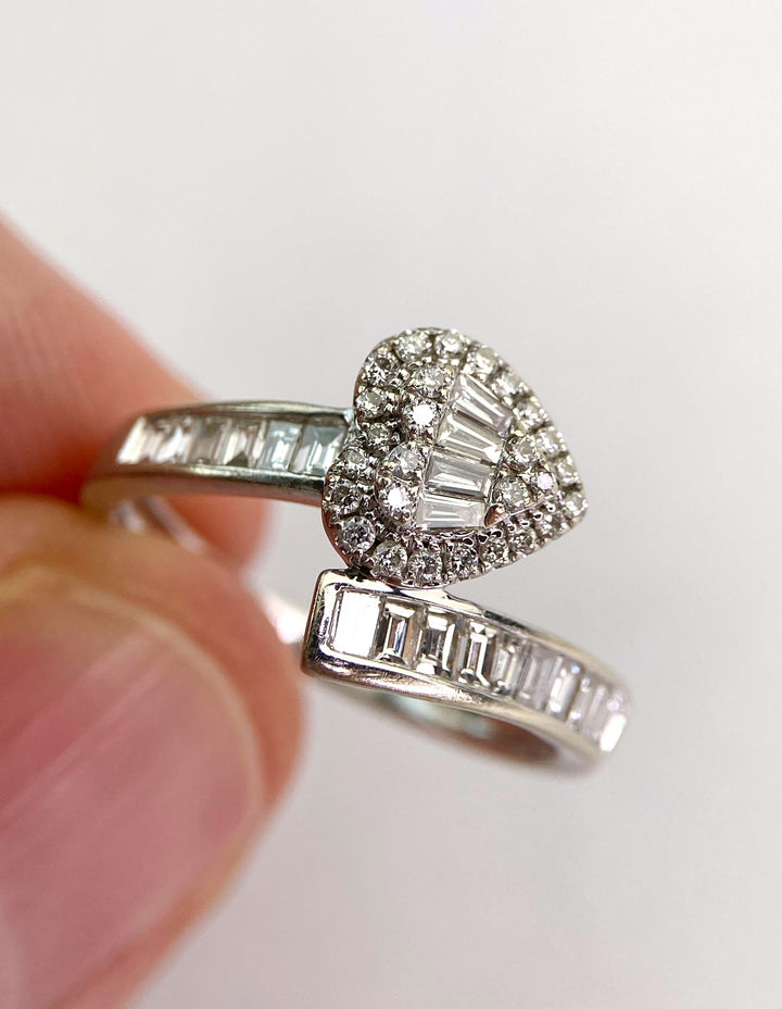 Baguette & brilliant diamond white gold ring: "Cora's Serpens"