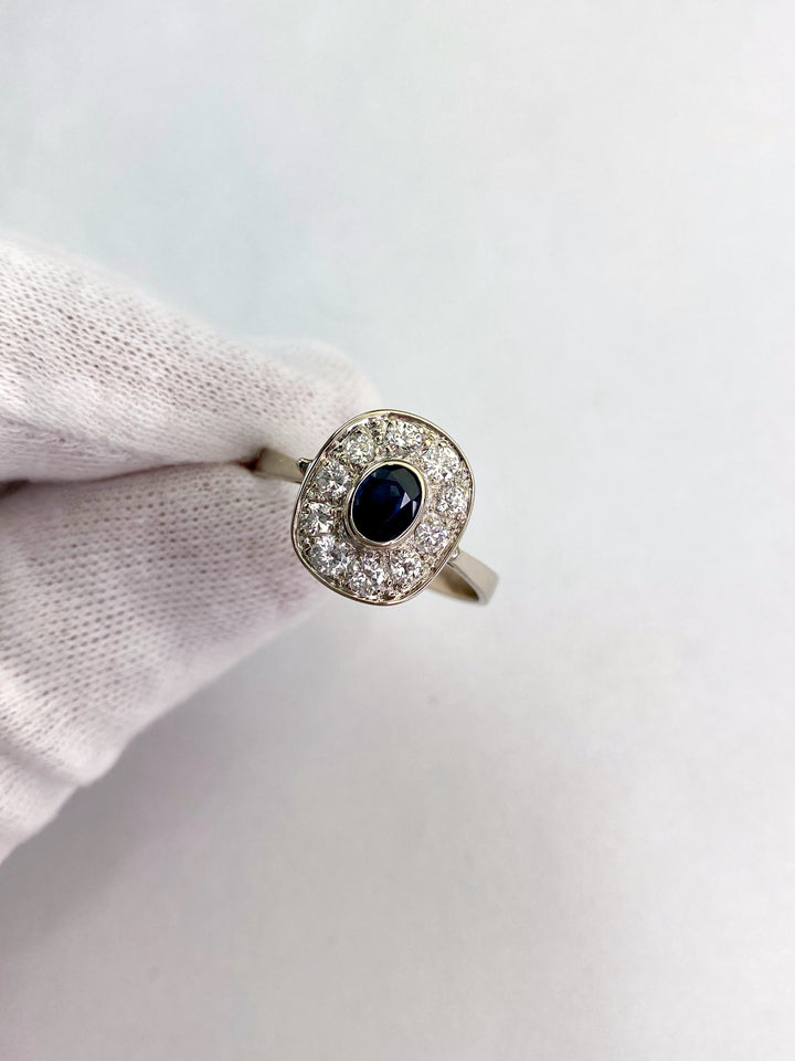 Sapphire and diamonds in white gold: "Winter Garden"