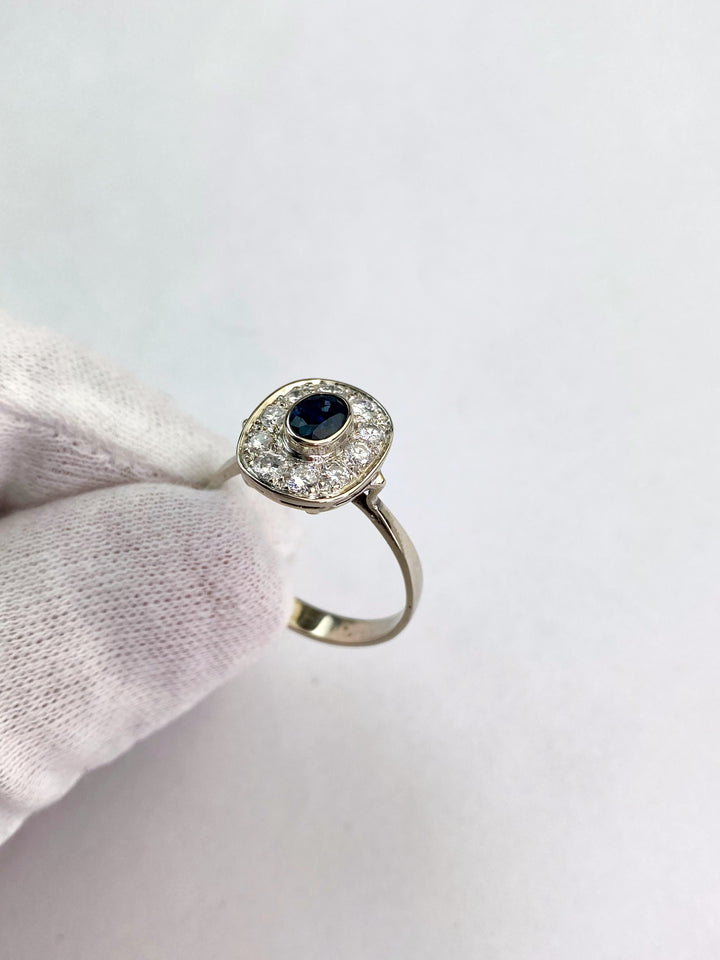 Sapphire and diamonds in white gold: "Winter Garden"