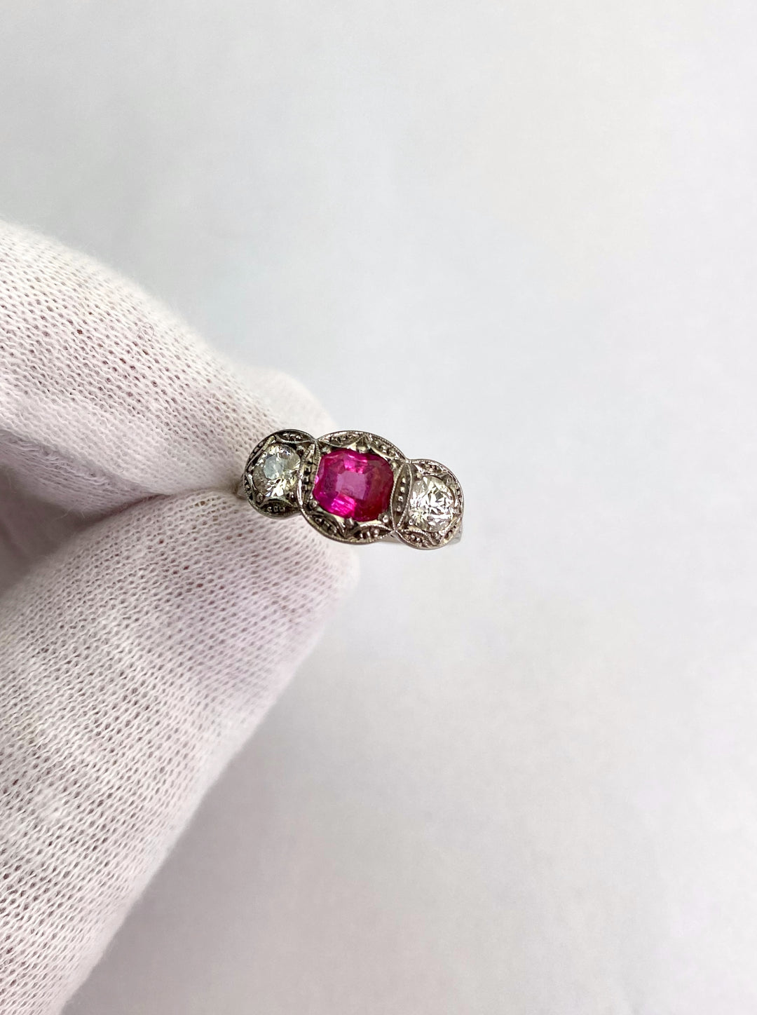 Vintage Jewel Burma 0.75 ct Ruby & Diamond Luster: "Princess's Embrace"