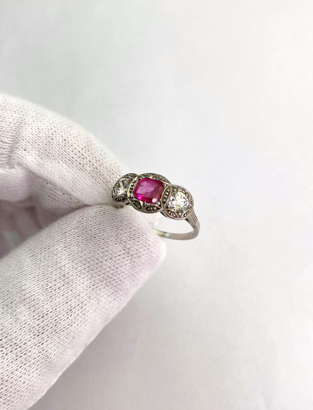 Vintage Jewel Burma 0.75 ct Ruby & Diamond Luster: "Princess's Embrace"