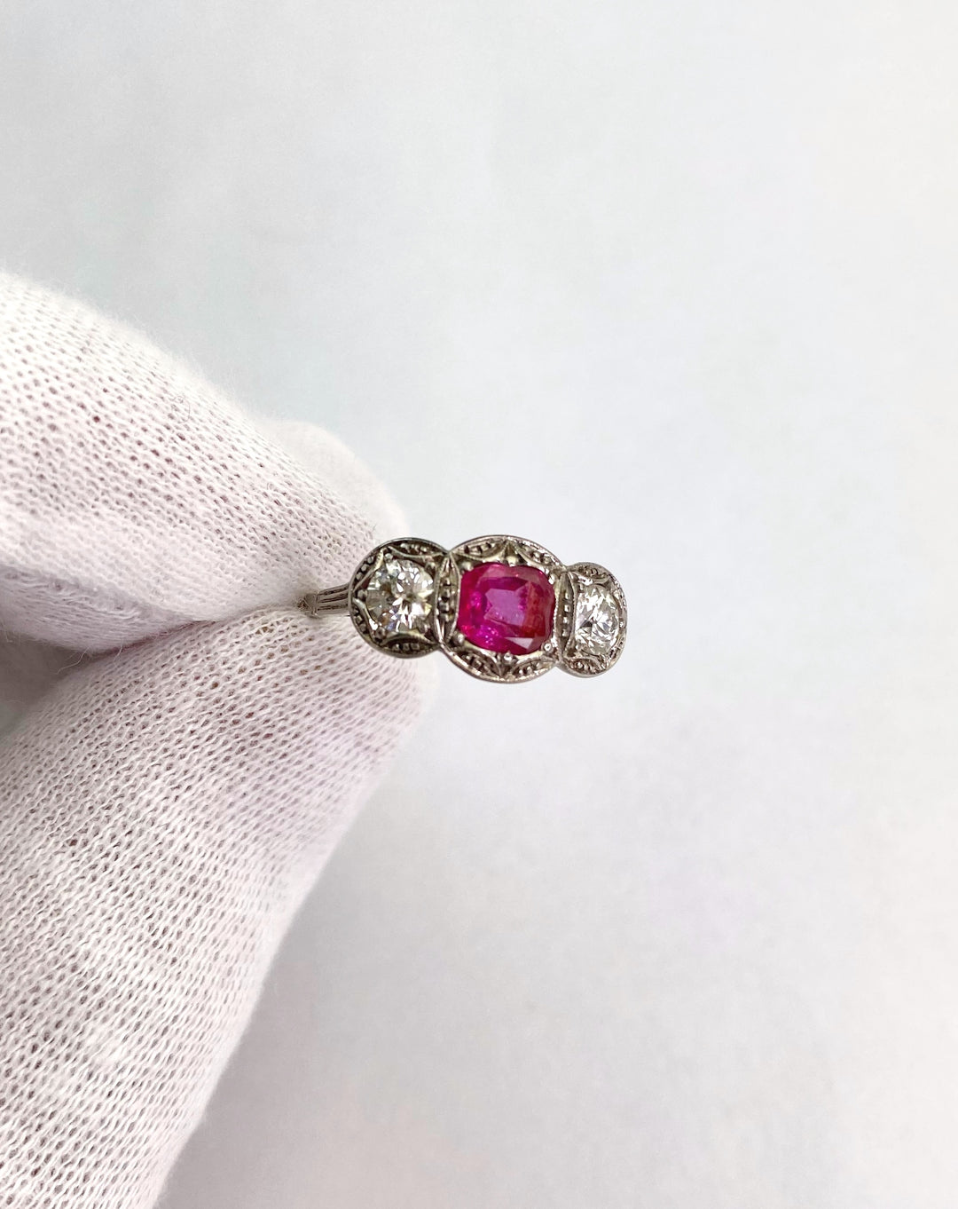 Vintage Jewel Burma 0.75 ct Ruby & Diamond Luster: "Princess's Embrace"