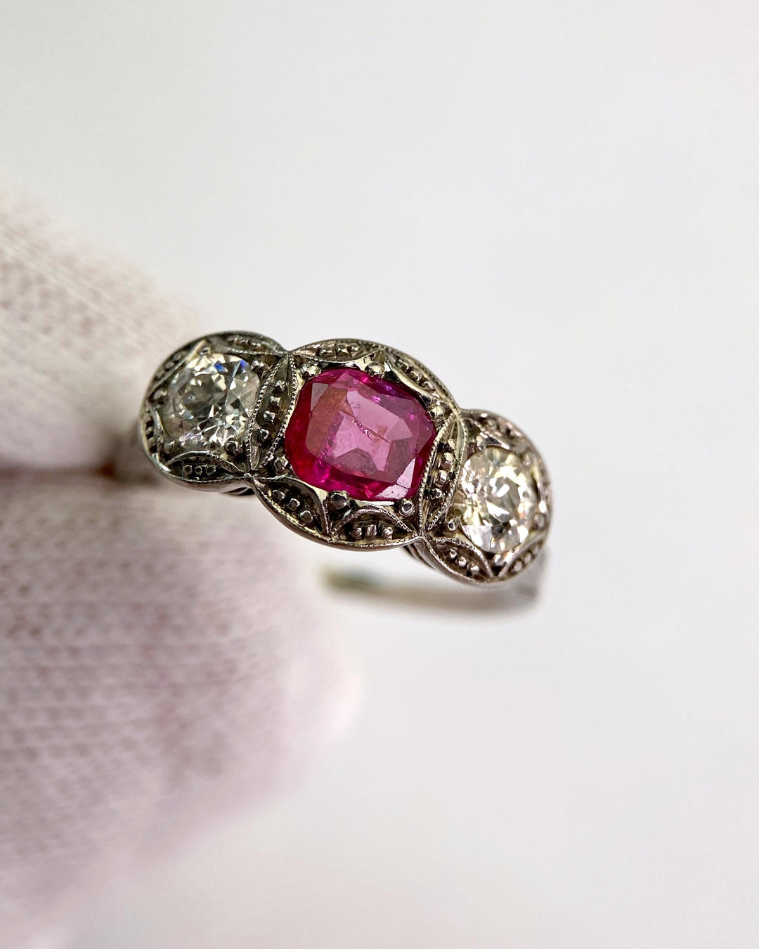 Vintage Jewel Burma 0.75 ct Ruby & Diamond Luster: "Princess's Embrace"