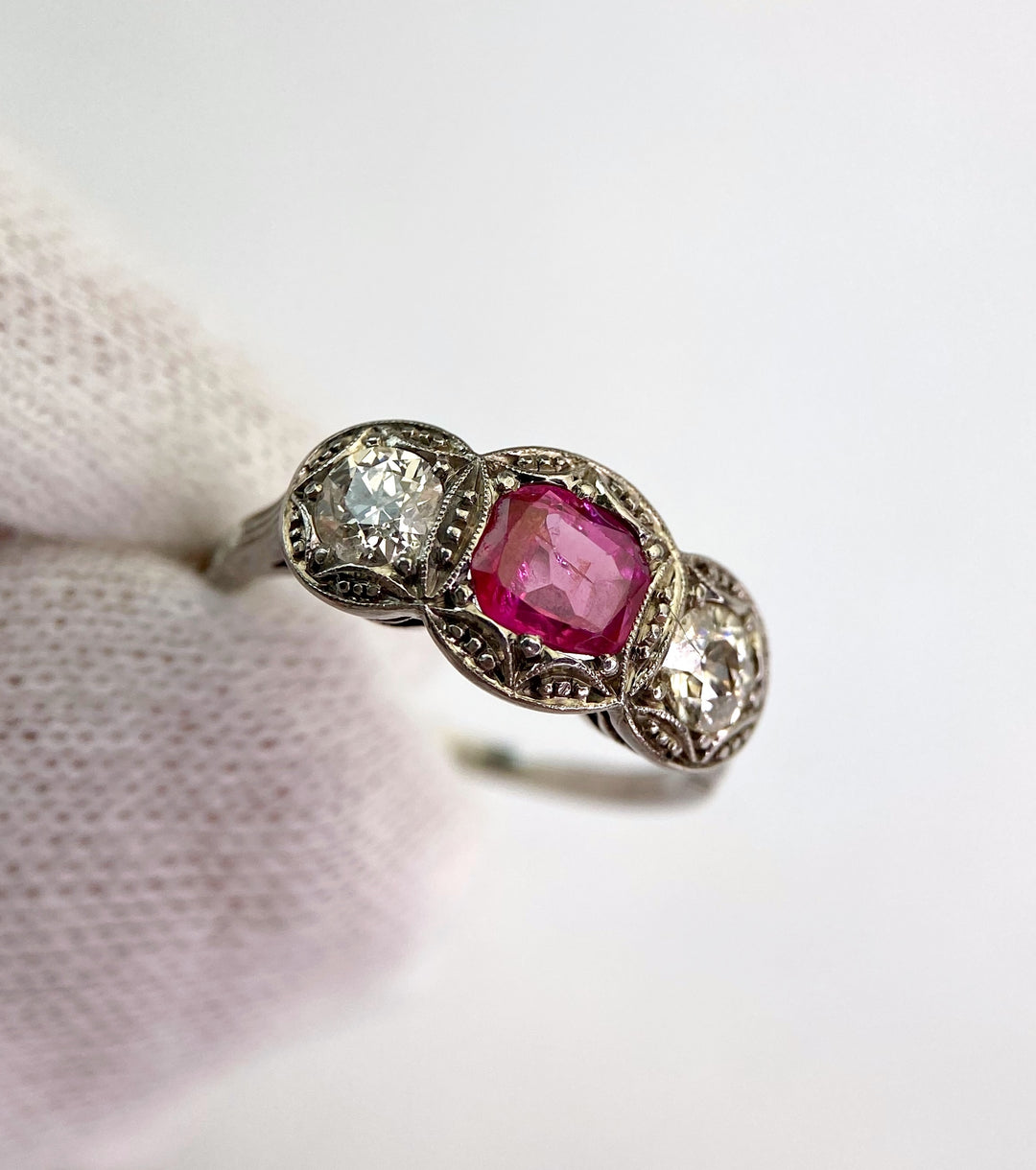 Vintage Jewel Burma 0.75 ct Ruby & Diamond Luster: "Princess's Embrace"