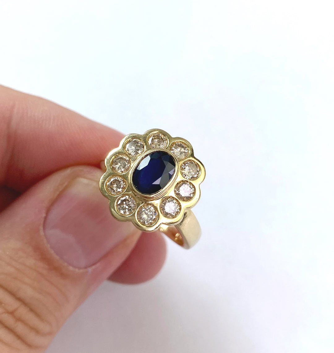 Dark blue 1 ct sapphire diamond ring: "Magnificent Song"