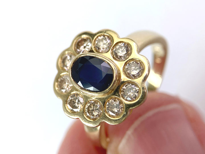 Dark blue 1 ct sapphire diamond ring: "Magnificent Song"
